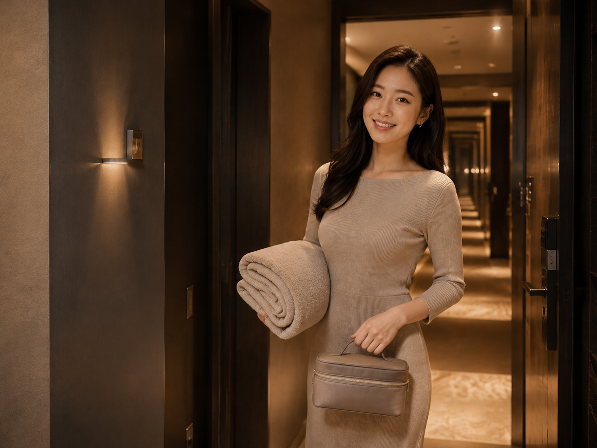 평택 고덕 방문 홈케어 일정을 준비하는 젊은 성인 한국 여성 관리사